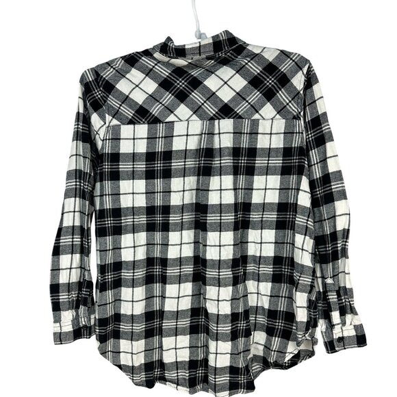 Gap Womens Black & White Plaid Button Flannel Shirt XL Long Sleeve Casual Cotton - Picture 2 of 10